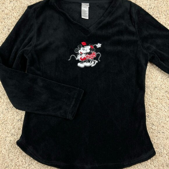 Disney Sweater Youth Medium Black Sweatshirt V Neck Mickey Mouse Girls Minnie - Picture 1 of 6